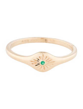 Jewelmak 14K Emerald Evil Eye Band