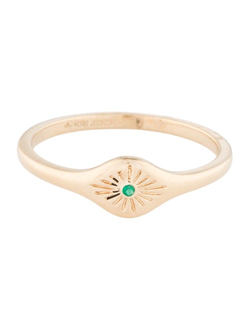 Jewelmak 14K Emerald Evil Eye Band