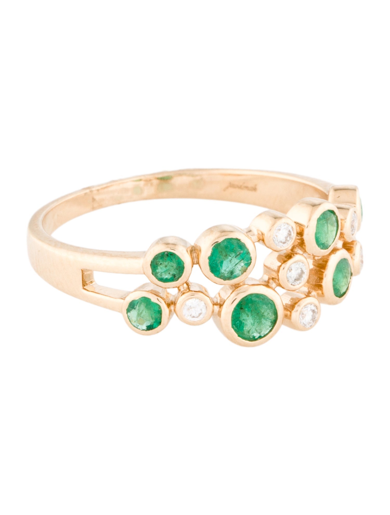 Jewelmak 14K Emerald & Diamond Circle Band