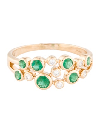 Jewelmak 14K Emerald & Diamond Circle Band