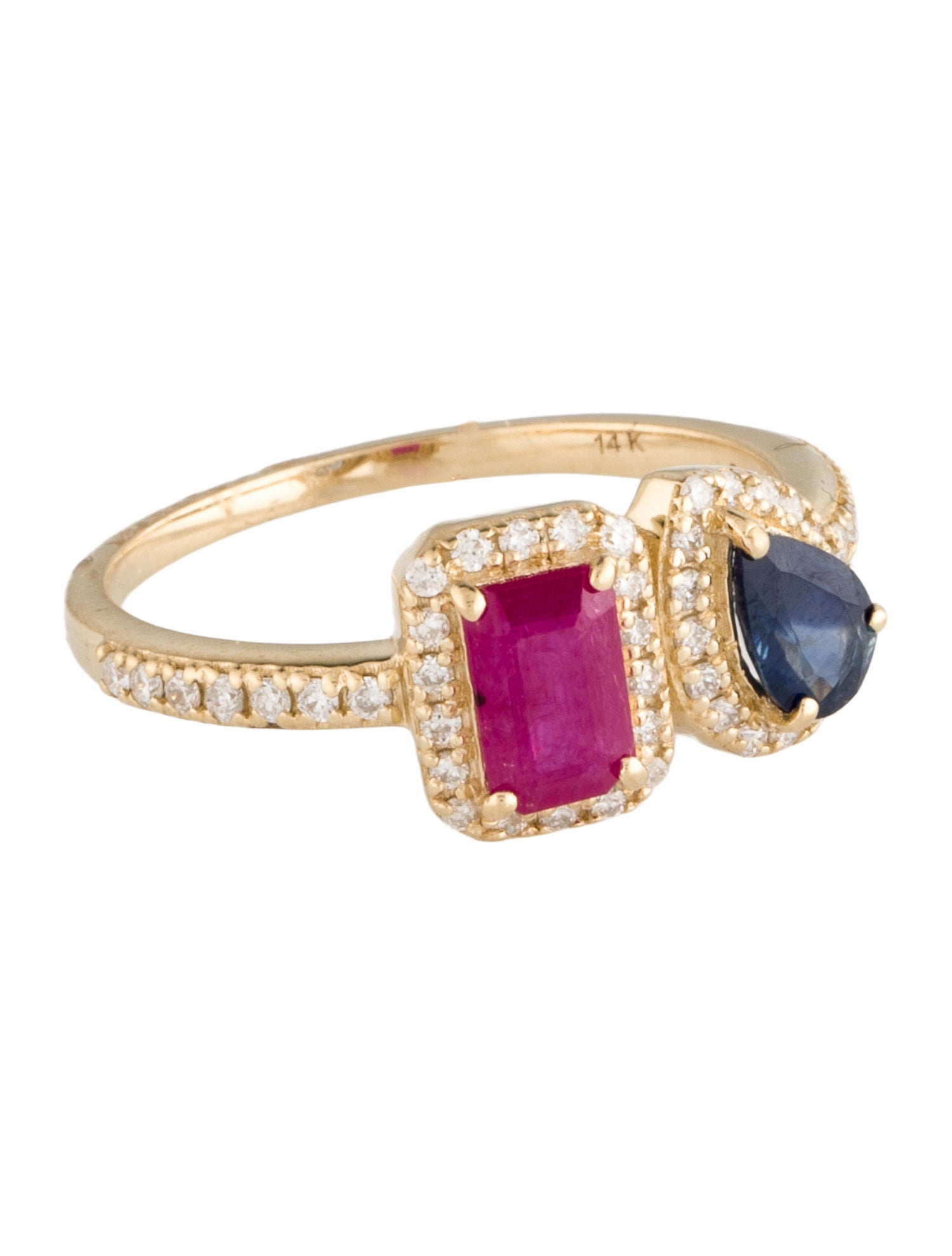 Jewelmak 14K Ruby, Sapphire & Diamond Cocktail Ring