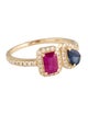 Jewelmak 14K Ruby, Sapphire & Diamond Cocktail Ring