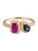 Jewelmak 14K Ruby, Sapphire & Diamond Cocktail Ring