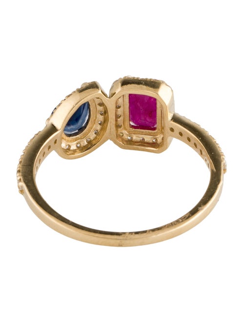 Jewelmak 14K Ruby, Sapphire & Diamond Cocktail Ring