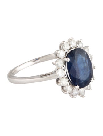 Jewelmak 18K 3.07ct Sapphire & Diamond Cocktail Ring