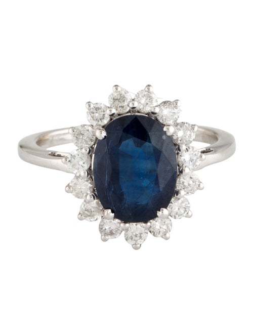 Jewelmak 18K 3.07ct Sapphire & Diamond Cocktail Ring