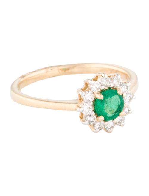 Jewelmak 14K Emerald & Diamond Cocktail Ring