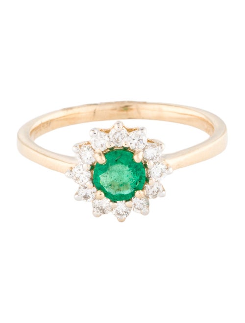 Jewelmak 14K Emerald & Diamond Cocktail Ring