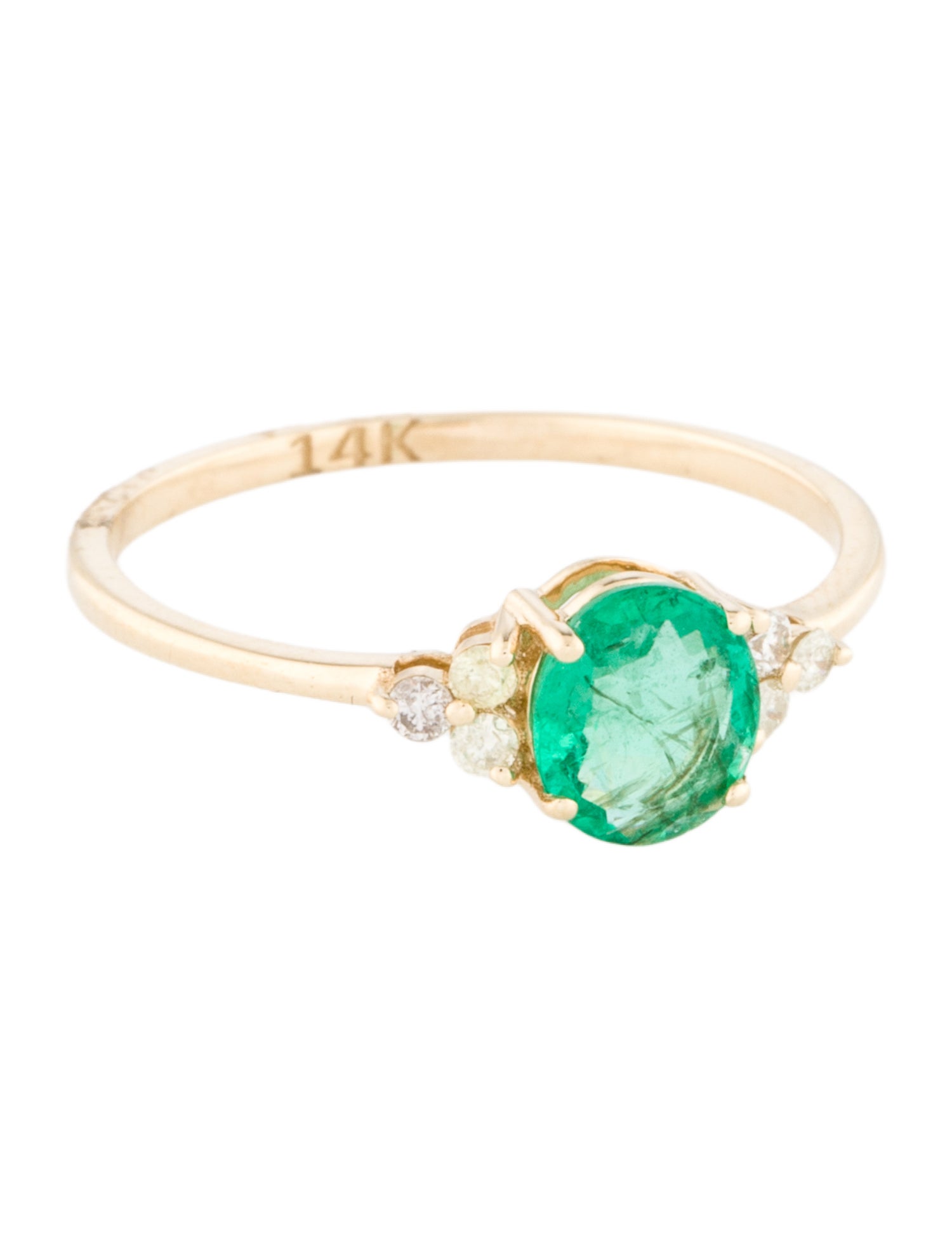 Jewelmak 14K Emerald & Diamond Cocktail Ring