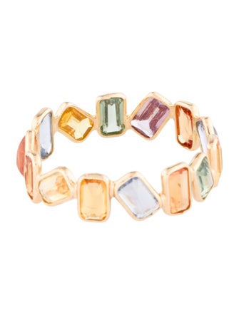 Jewelmak 18K 3.64ctw Sapphire Multi-color Baguette Eternity Band