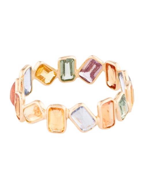 Jewelmak 18K 3.64ctw Sapphire Multi-color Baguette Eternity Band