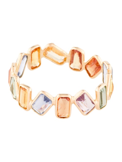 Jewelmak 18K 3.64ctw Sapphire Multi-color Baguette Eternity Band