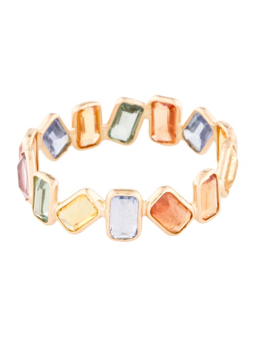 Jewelmak 18K 3.64ctw Sapphire Multi-color Baguette Eternity Band