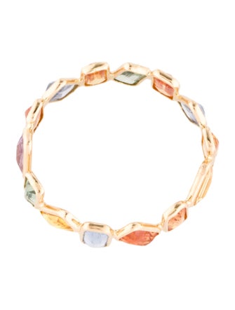 Jewelmak 18K 3.64ctw Sapphire Multi-color Baguette Eternity Band