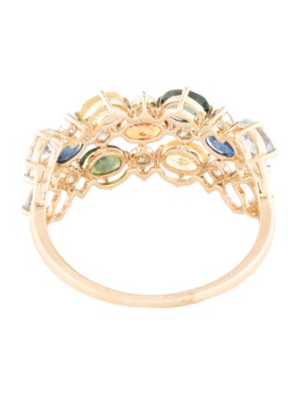 Jewelmak 14K Sapphire & Diamond Three-Row Half-Band