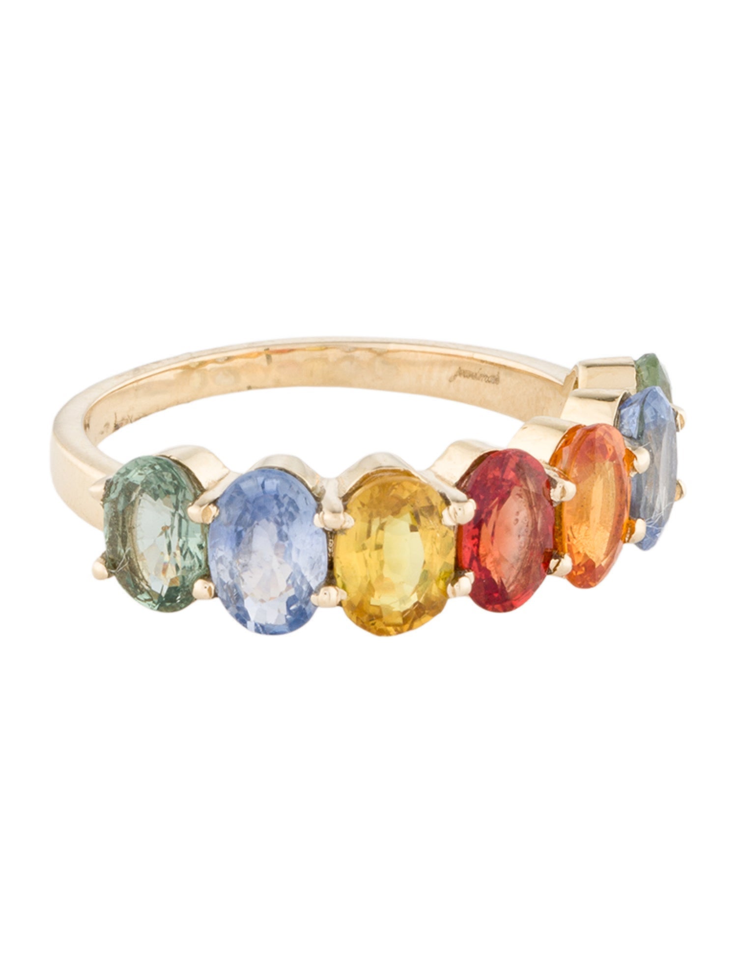 Jewelmak 14K 4.09ctw Sapphire Multi-color Band