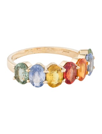 Jewelmak 14K 4.09ctw Sapphire Multi-color Band