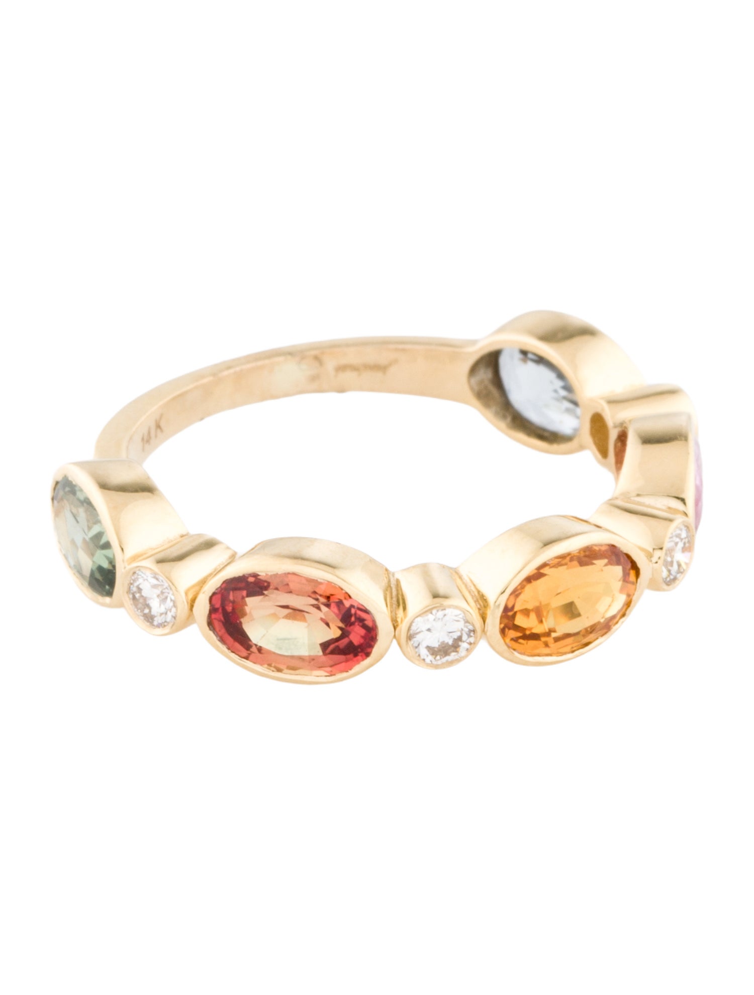 Jewelmak 14K 3.19ctw Sapphire & Diamond Band