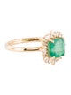 Jewelmak 18K 1.19ct Emerald & Diamond Cocktail Ring