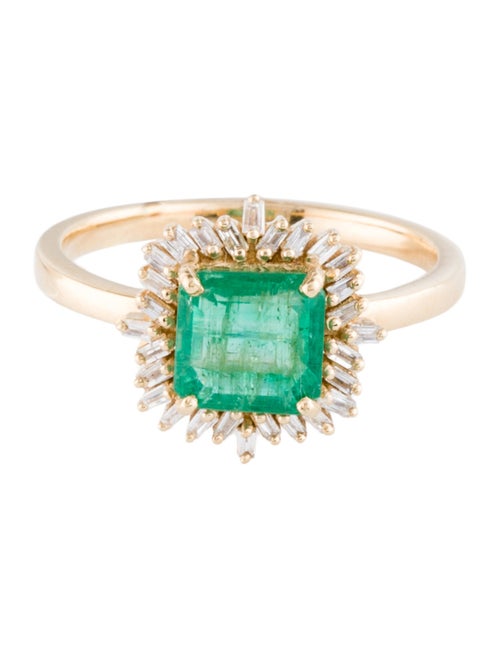 Jewelmak 18K 1.19ct Emerald & Diamond Cocktail Ring