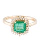 Jewelmak 18K 1.19ct Emerald & Diamond Cocktail Ring