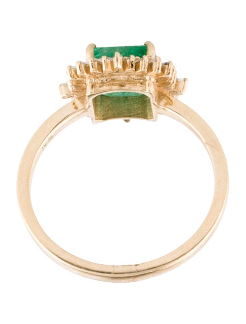 Jewelmak 18K 1.19ct Emerald & Diamond Cocktail Ring