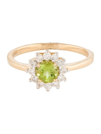 Jewelmak 14K Peridot & Diamond Cocktail Ring