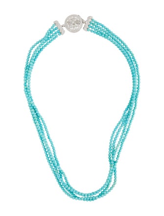 Jewelmak 14K Turquoise & Diamond Strand Chain Necklace