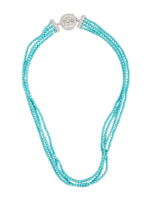 Jewelmak 14K Turquoise & Diamond Strand Chain Necklace
