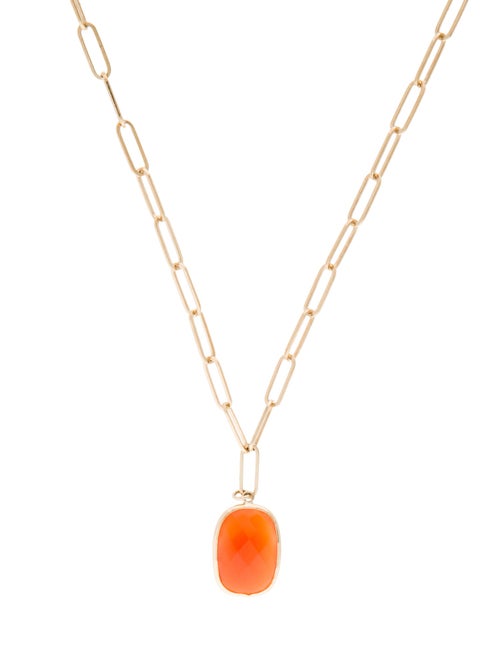 Jewelmak 14K Carnelian Pendant Necklace