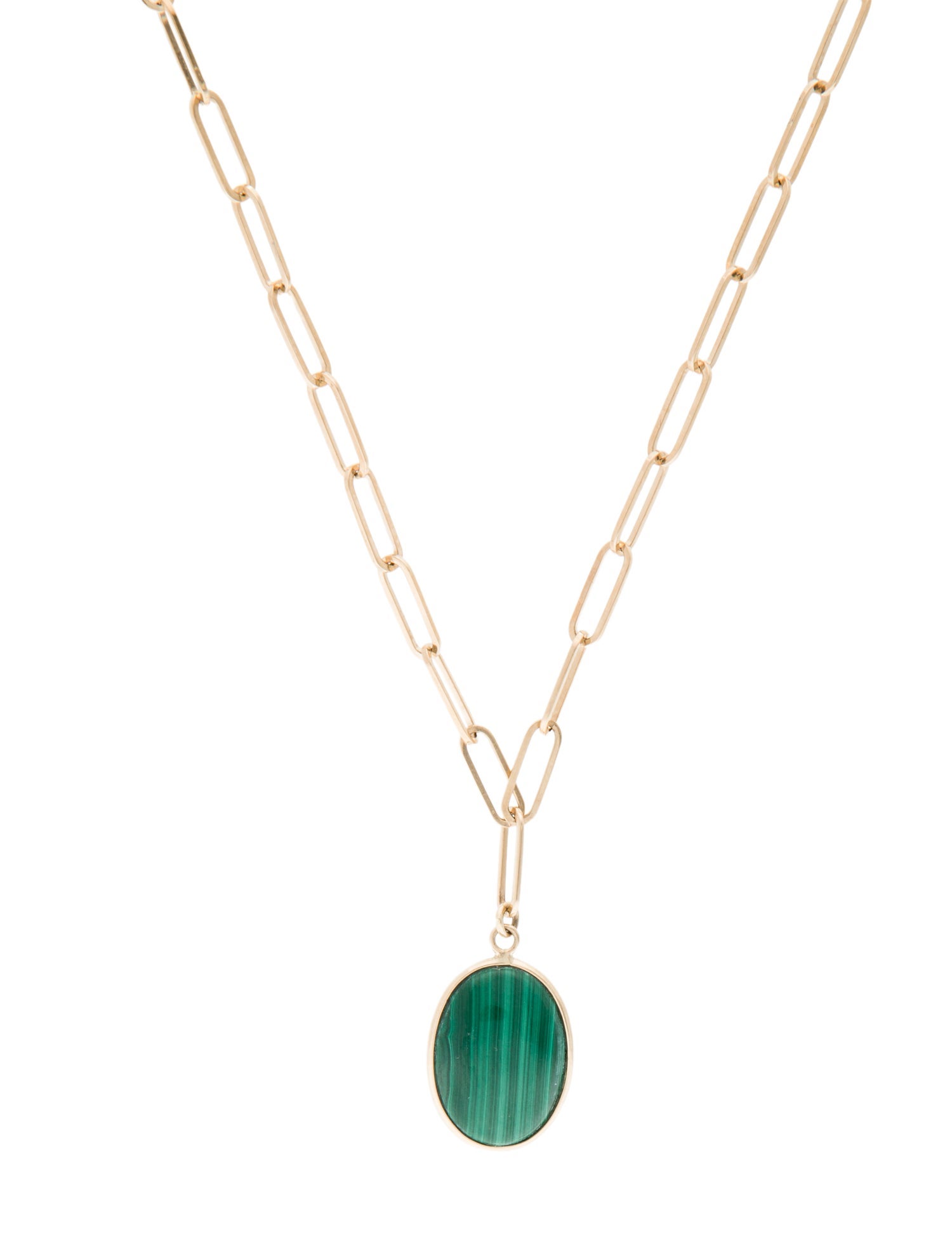 Jewelmak 14K 8.38ct Malachite Pendant Necklace