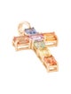 Jewelmak 14K 1.80ctw Sapphire Multi-color Cross Pendant