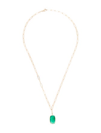 Jewelmak 14K Dyed Chalcedony Pendant Necklace