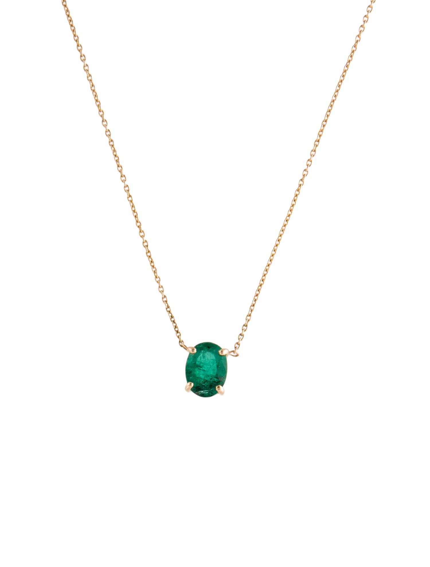 Jewelmak 14K Emerald Pendant Necklace
