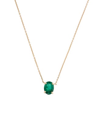 Jewelmak 14K Emerald Pendant Necklace