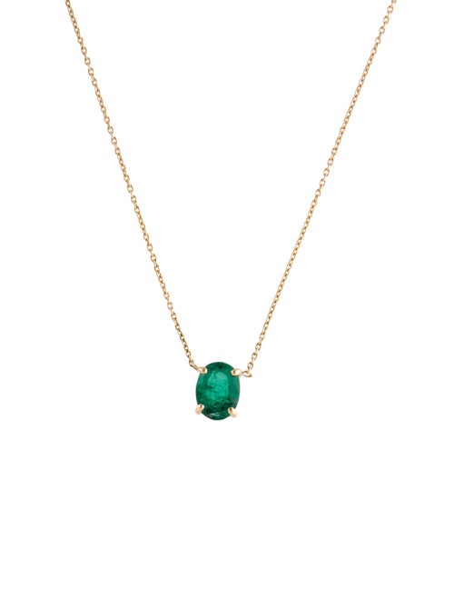 Jewelmak 14K Emerald Pendant Necklace