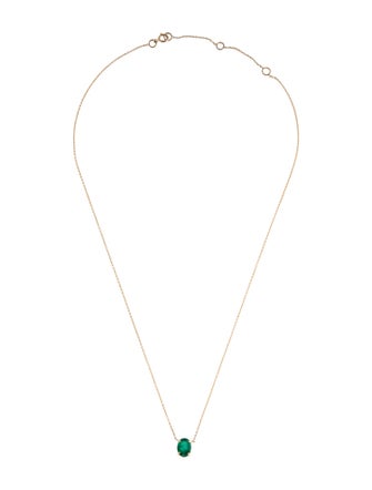 Jewelmak 14K Emerald Pendant Necklace