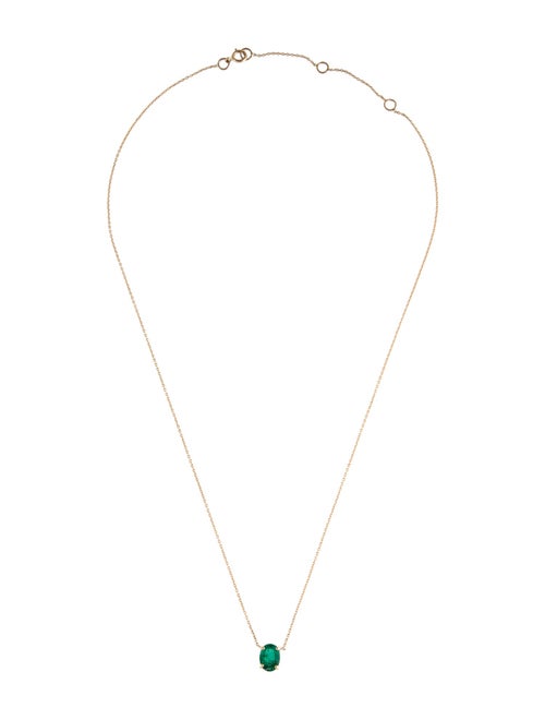 Jewelmak 14K Emerald Pendant Necklace
