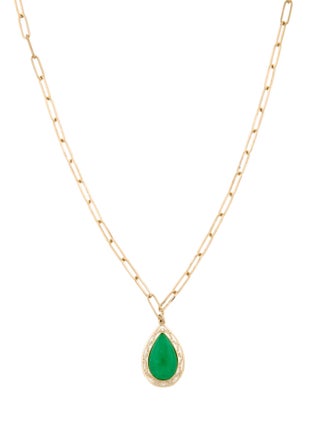 Jewelmak 14K Dyed Jadeite Pendant Necklace