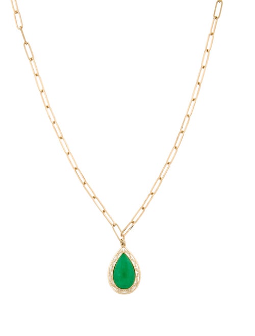Jewelmak 14K Dyed Jadeite Pendant Necklace