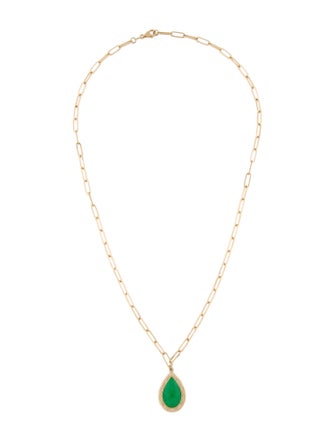 Jewelmak 14K Dyed Jadeite Pendant Necklace