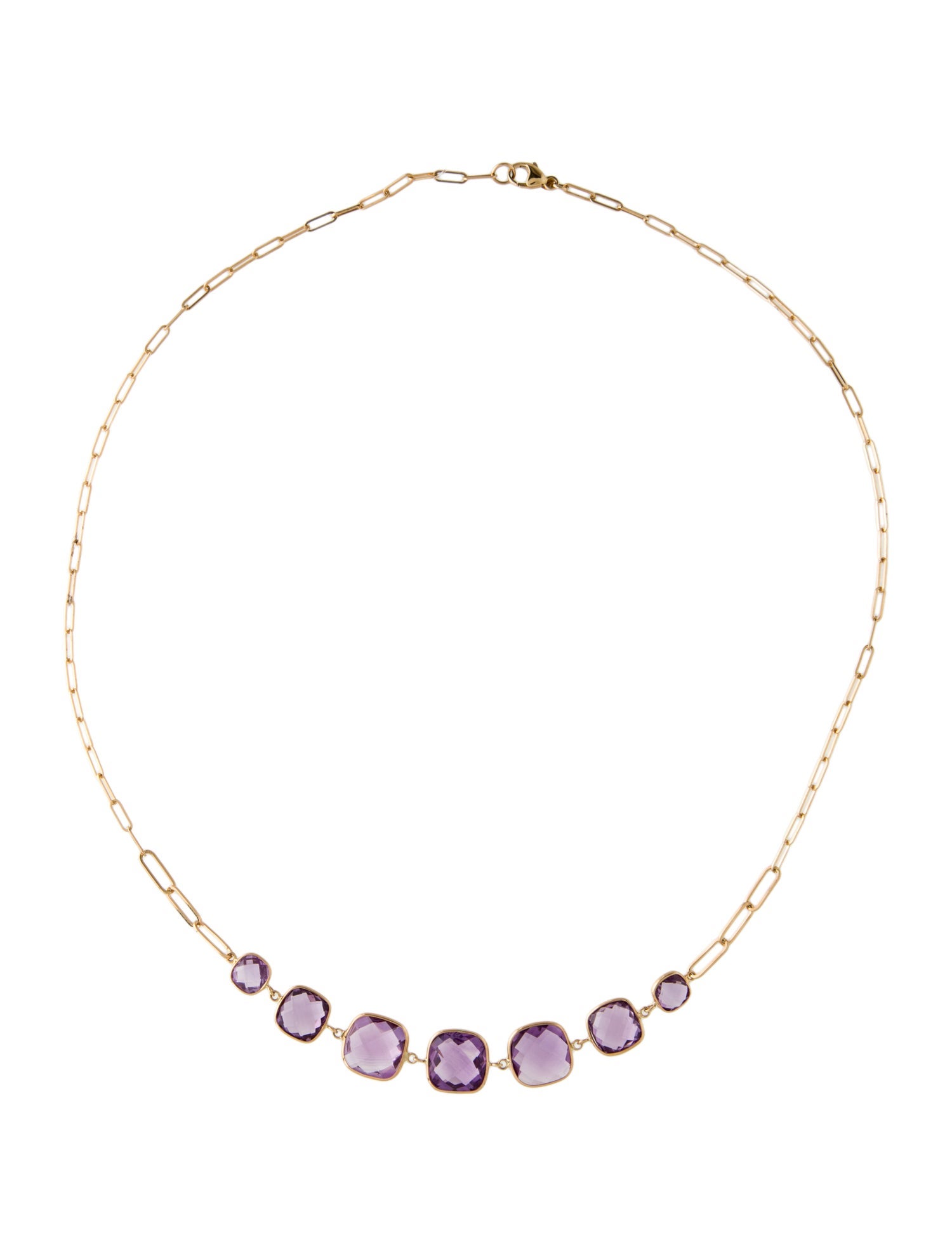 Jewelmak 14K Amethyst Station Necklace