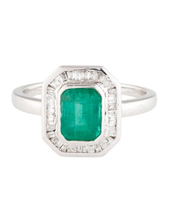 Jewelmak 14K 1.48ct Emerald & Diamond Cocktail Ring