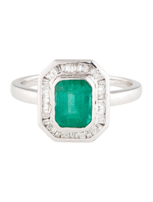 Jewelmak 14K 1.48ct Emerald & Diamond Cocktail Ring