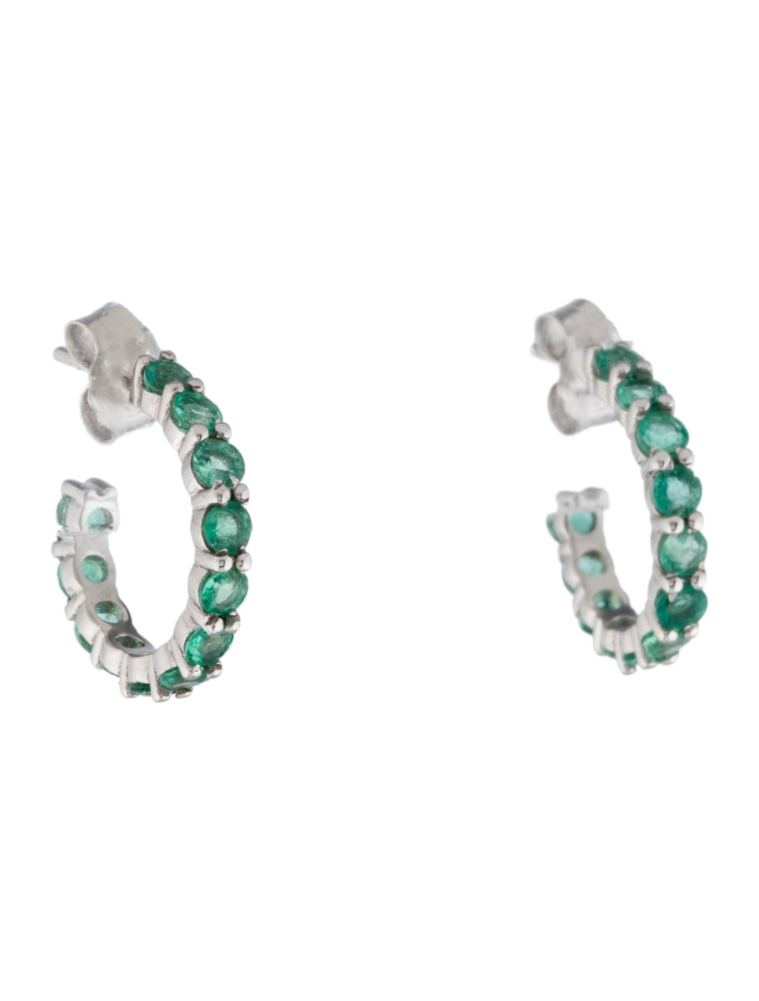 Jewelmak 14K Emerald Hoop Earrings