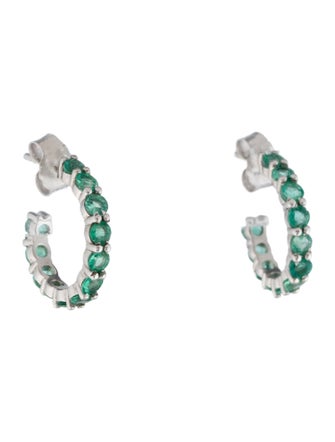 Jewelmak 14K Emerald Hoop Earrings