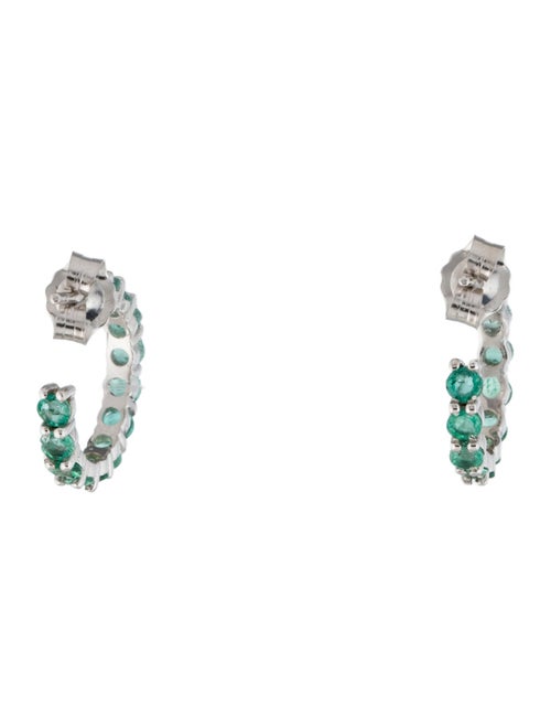 Jewelmak 14K Emerald Hoop Earrings