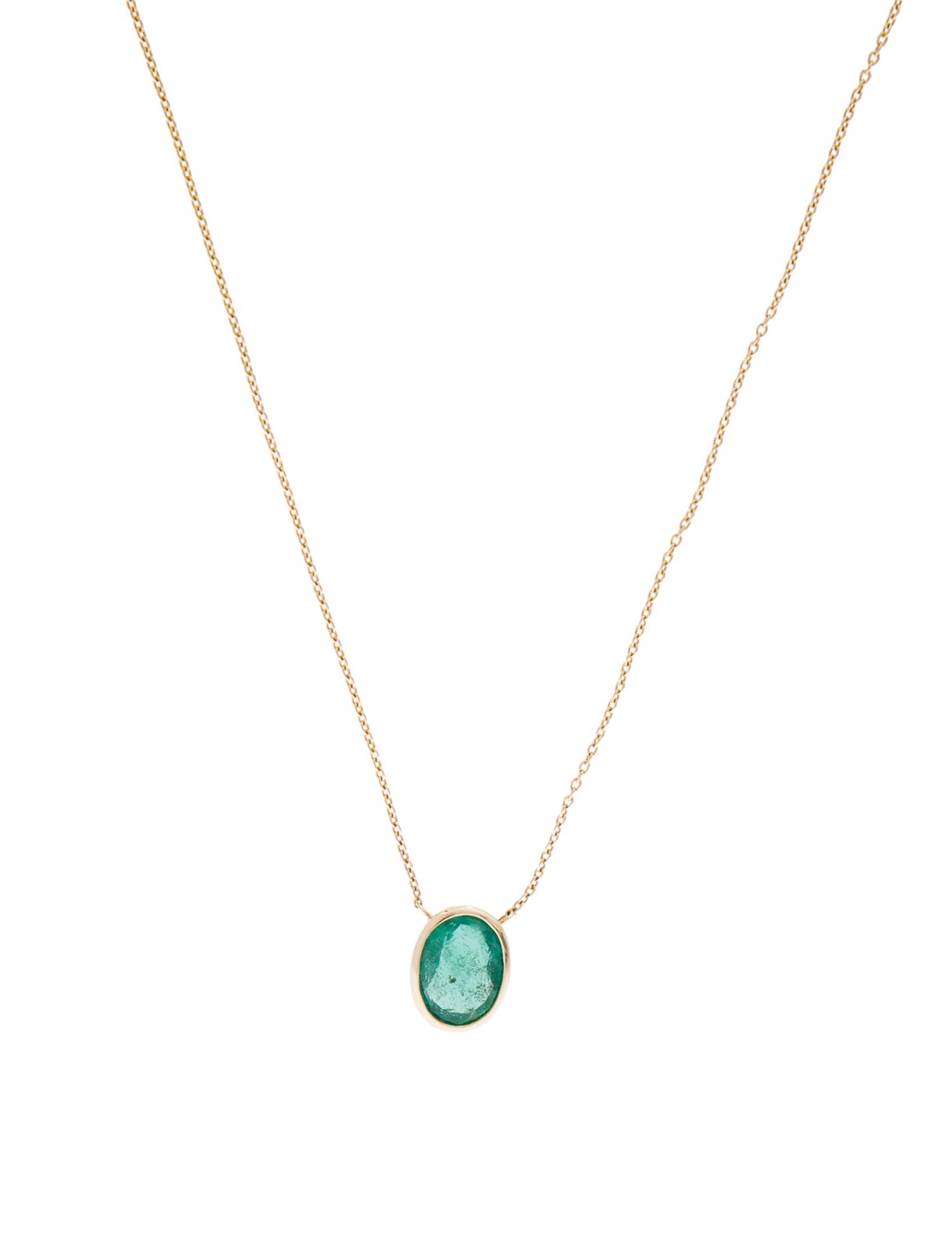 Jewelmak 14K 1.39ct Emerald Pendant Necklace