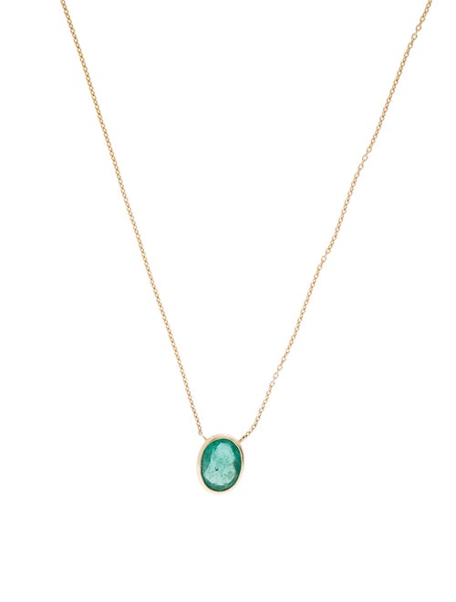 Jewelmak 14K 1.39ct Emerald Pendant Necklace