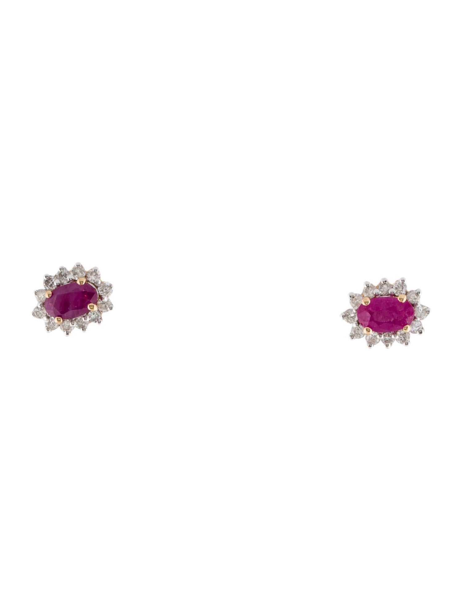 Jewelmak 14K Ruby & Diamond Stud Earrings
